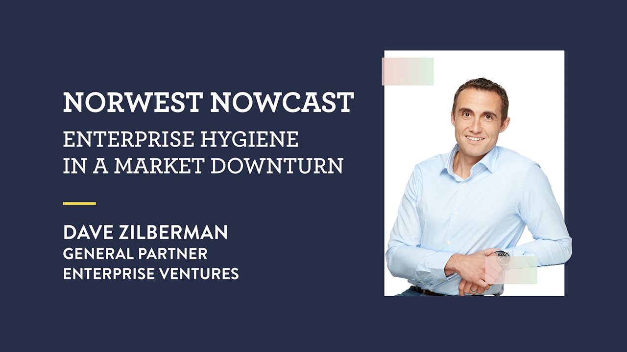 Title card for Dave Zilberman's Norwest Nowcast video titled "Enterprise Hygiene in a Market Downturn"